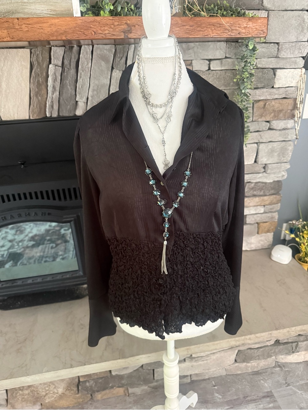 Women's Blouse with Textured Waist